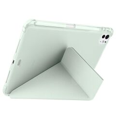 iPad Pro 11 M4 2024 uyumlu Kapaklı Kılıf Kalem Bölmeli Tri Fold Standlı Uyku Modlu Akıllı Kapak Açık Yeşil