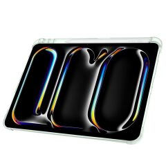 iPad Pro 11 M4 2024 uyumlu Kapaklı Kılıf Kalem Bölmeli Tri Fold Standlı Uyku Modlu Akıllı Kapak Açık Yeşil