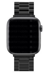 Apple Watch 7 6 SE 5 4 3 2 1 - 42 / 44 / 45 mm uyumlu Metal Kordon Premium Paslanmaz Çelik Kayış Siyah