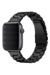 Apple Watch 7 6 SE 5 4 3 2 1 - 42 / 44 / 45 mm uyumlu Metal Kordon Premium Paslanmaz Çelik Kayış Siyah