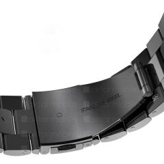 Apple Watch 7 6 SE 5 4 3 2 1 - 42 / 44 / 45 mm uyumlu Metal Kordon Premium Paslanmaz Çelik Kayış Siyah