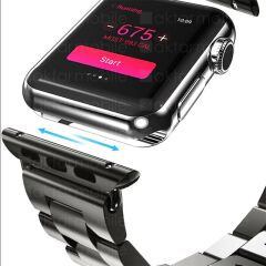 Apple Watch 7 6 SE 5 4 3 2 1 - 42 / 44 / 45 mm uyumlu Metal Kordon Premium Paslanmaz Çelik Kayış Siyah