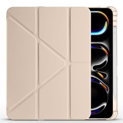 iPad Pro 11 M4 2024 uyumlu Kapaklı Kılıf Kalem Bölmeli Tri Fold Standlı Uyku Modlu Akıllı Kapak Gold