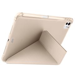 iPad Pro 11 M4 2024 uyumlu Kapaklı Kılıf Kalem Bölmeli Tri Fold Standlı Uyku Modlu Akıllı Kapak Gold