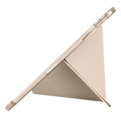iPad Pro 11 M4 2024 uyumlu Kapaklı Kılıf Kalem Bölmeli Tri Fold Standlı Uyku Modlu Akıllı Kapak Gold