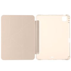 iPad Pro 11 M4 2024 uyumlu Kapaklı Kılıf Kalem Bölmeli Tri Fold Standlı Uyku Modlu Akıllı Kapak Gold