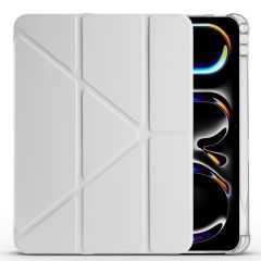 iPad Pro 11 M4 2024 uyumlu Kapaklı Kılıf Kalem Bölmeli Tri Fold Standlı Uyku Modlu Akıllı Kapak Gri