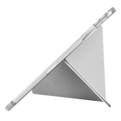 iPad Pro 11 M4 2024 uyumlu Kapaklı Kılıf Kalem Bölmeli Tri Fold Standlı Uyku Modlu Akıllı Kapak Gri