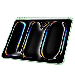 iPad Pro 11 M4 2024 uyumlu Kapaklı Kılıf Kalem Bölmeli Tri Fold Standlı Uyku Modlu Akıllı Kapak Gri