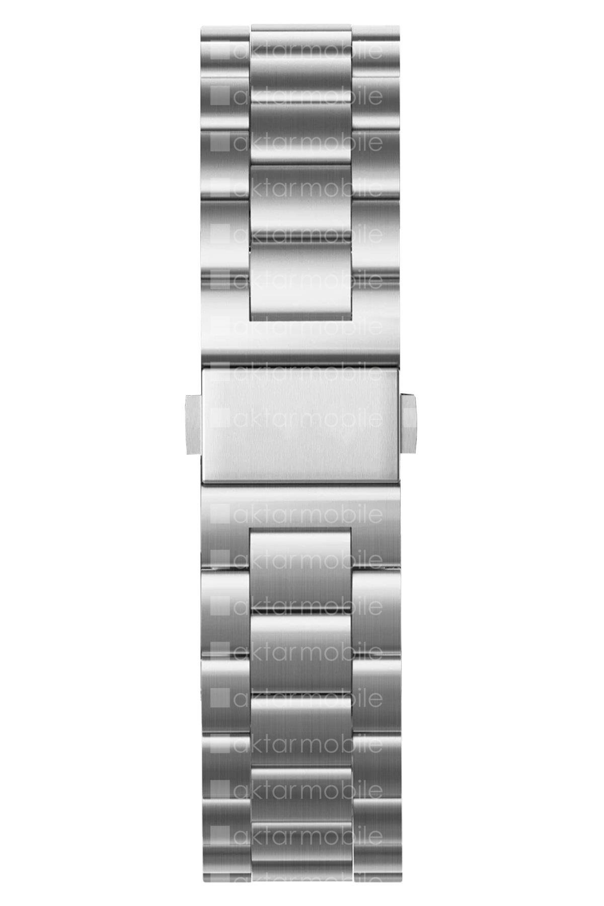 Apple Watch 7 6 SE 5 4 3 2 1 - 42 / 44 / 45 mm uyumlu Metal Kordon Premium Paslanmaz Çelik Kayış Gümüş