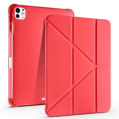 iPad Pro 11 M4 2024 uyumlu Kapaklı Kılıf Kalem Bölmeli Tri Fold Standlı Uyku Modlu Akıllı Kapak Kırmızı