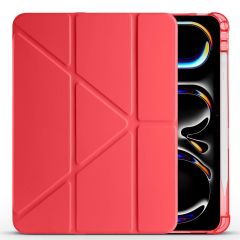 iPad Pro 11 M4 2024 uyumlu Kapaklı Kılıf Kalem Bölmeli Tri Fold Standlı Uyku Modlu Akıllı Kapak Kırmızı