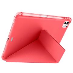iPad Pro 11 M4 2024 uyumlu Kapaklı Kılıf Kalem Bölmeli Tri Fold Standlı Uyku Modlu Akıllı Kapak Kırmızı