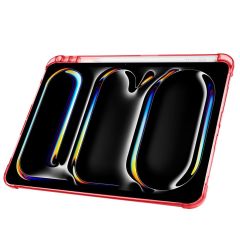 iPad Pro 11 M4 2024 uyumlu Kapaklı Kılıf Kalem Bölmeli Tri Fold Standlı Uyku Modlu Akıllı Kapak Kırmızı