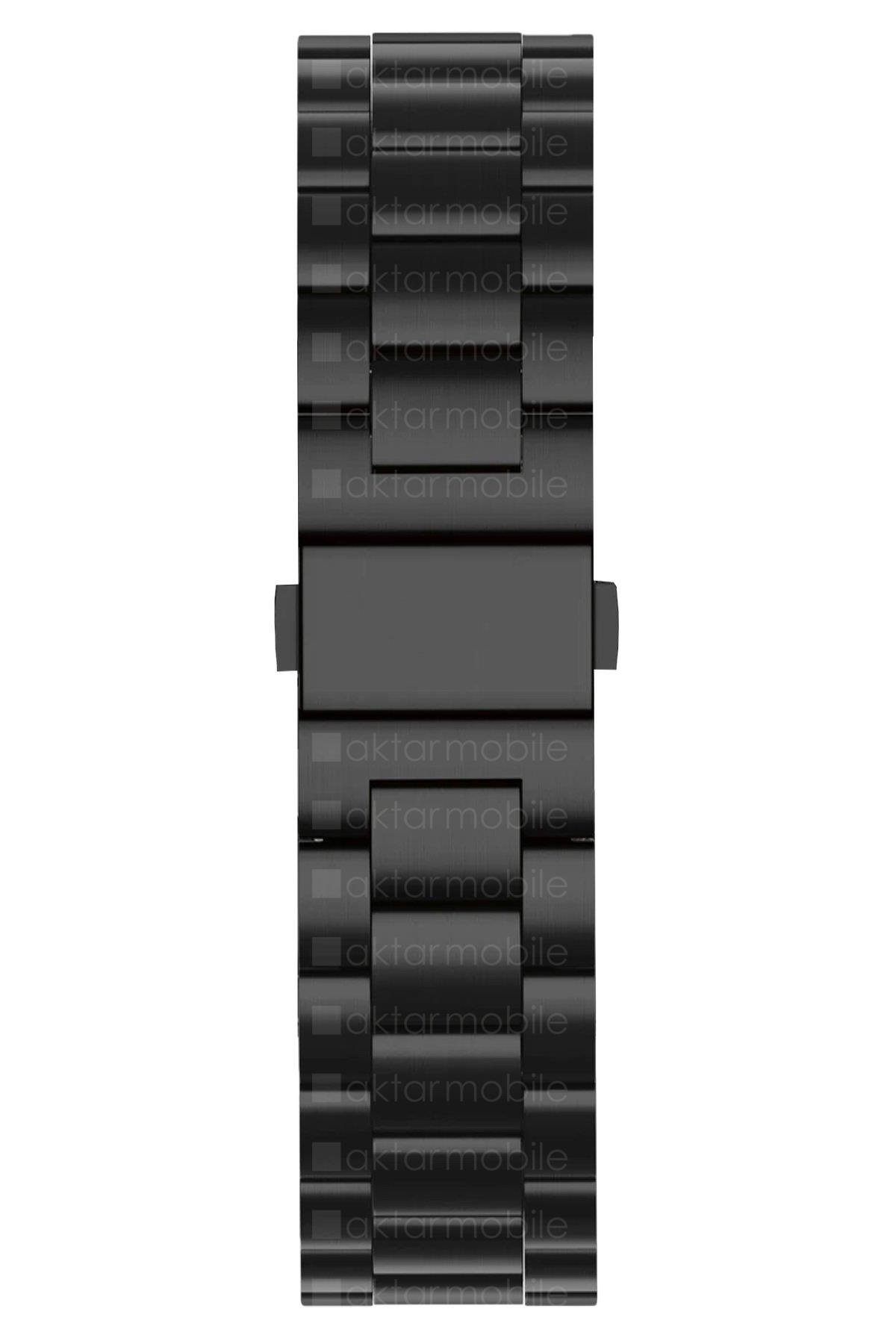 Apple Watch 7 6 SE 5 4 3 2 1 - 38 / 40 / 41 mm uyumlu Metal Kordon Premium Paslanmaz Çelik Kayış Siyah