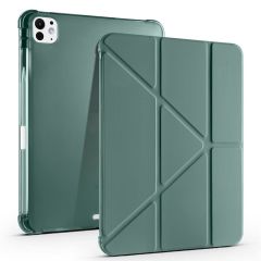 iPad Pro 11 M4 2024 uyumlu Kapaklı Kılıf Kalem Bölmeli Tri Fold Standlı Uyku Modlu Akıllı Kapak Koyu Yeşil
