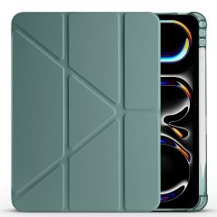 iPad Pro 11 M4 2024 uyumlu Kapaklı Kılıf Kalem Bölmeli Tri Fold Standlı Uyku Modlu Akıllı Kapak Koyu Yeşil