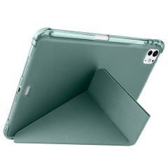 iPad Pro 11 M4 2024 uyumlu Kapaklı Kılıf Kalem Bölmeli Tri Fold Standlı Uyku Modlu Akıllı Kapak Koyu Yeşil