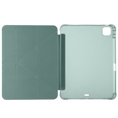 iPad Pro 11 M4 2024 uyumlu Kapaklı Kılıf Kalem Bölmeli Tri Fold Standlı Uyku Modlu Akıllı Kapak Koyu Yeşil