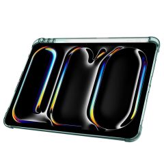 iPad Pro 11 M4 2024 uyumlu Kapaklı Kılıf Kalem Bölmeli Tri Fold Standlı Uyku Modlu Akıllı Kapak Koyu Yeşil