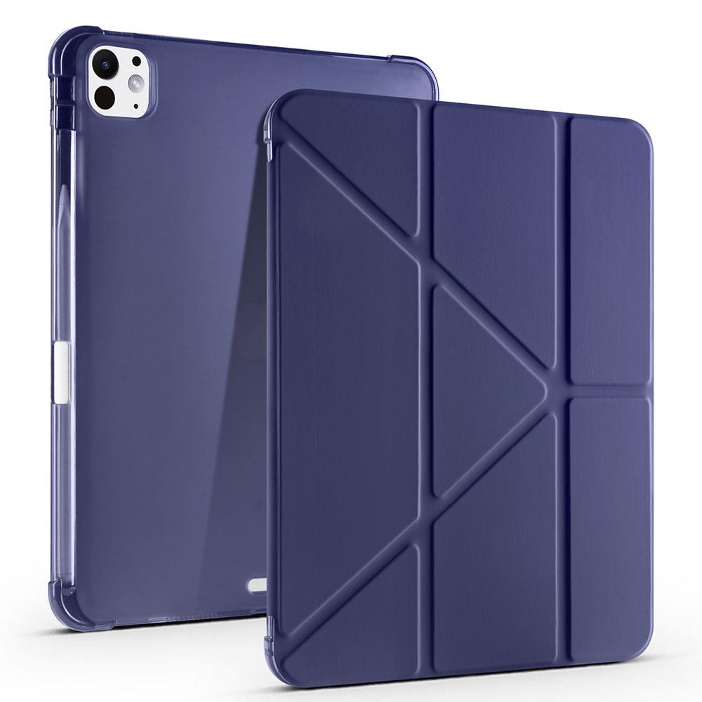 iPad Pro 11 M4 2024 uyumlu Kapaklı Kılıf Kalem Bölmeli Tri Fold Standlı Uyku Modlu Akıllı Kapak Lacivert
