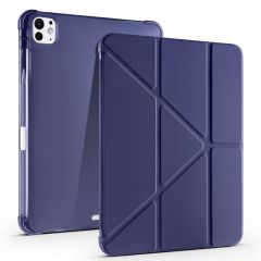 iPad Pro 11 M4 2024 uyumlu Kapaklı Kılıf Kalem Bölmeli Tri Fold Standlı Uyku Modlu Akıllı Kapak Lacivert