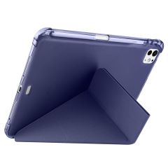 iPad Pro 11 M4 2024 uyumlu Kapaklı Kılıf Kalem Bölmeli Tri Fold Standlı Uyku Modlu Akıllı Kapak Lacivert