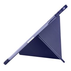 iPad Pro 11 M4 2024 uyumlu Kapaklı Kılıf Kalem Bölmeli Tri Fold Standlı Uyku Modlu Akıllı Kapak Lacivert