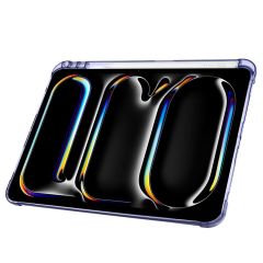 iPad Pro 11 M4 2024 uyumlu Kapaklı Kılıf Kalem Bölmeli Tri Fold Standlı Uyku Modlu Akıllı Kapak Lacivert