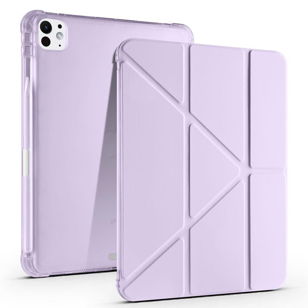 iPad Pro 11 M4 2024 uyumlu Kapaklı Kılıf Kalem Bölmeli Tri Fold Standlı Uyku Modlu Akıllı Kapak Lila