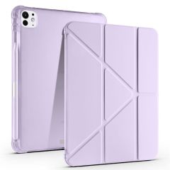 iPad Pro 11 M4 2024 uyumlu Kapaklı Kılıf Kalem Bölmeli Tri Fold Standlı Uyku Modlu Akıllı Kapak Lila