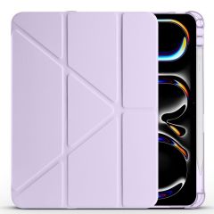 iPad Pro 11 M4 2024 uyumlu Kapaklı Kılıf Kalem Bölmeli Tri Fold Standlı Uyku Modlu Akıllı Kapak Lila