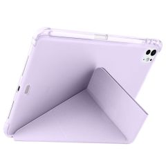 iPad Pro 11 M4 2024 uyumlu Kapaklı Kılıf Kalem Bölmeli Tri Fold Standlı Uyku Modlu Akıllı Kapak Lila