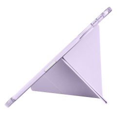 iPad Pro 11 M4 2024 uyumlu Kapaklı Kılıf Kalem Bölmeli Tri Fold Standlı Uyku Modlu Akıllı Kapak Lila