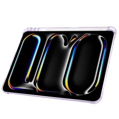 iPad Pro 11 M4 2024 uyumlu Kapaklı Kılıf Kalem Bölmeli Tri Fold Standlı Uyku Modlu Akıllı Kapak Lila
