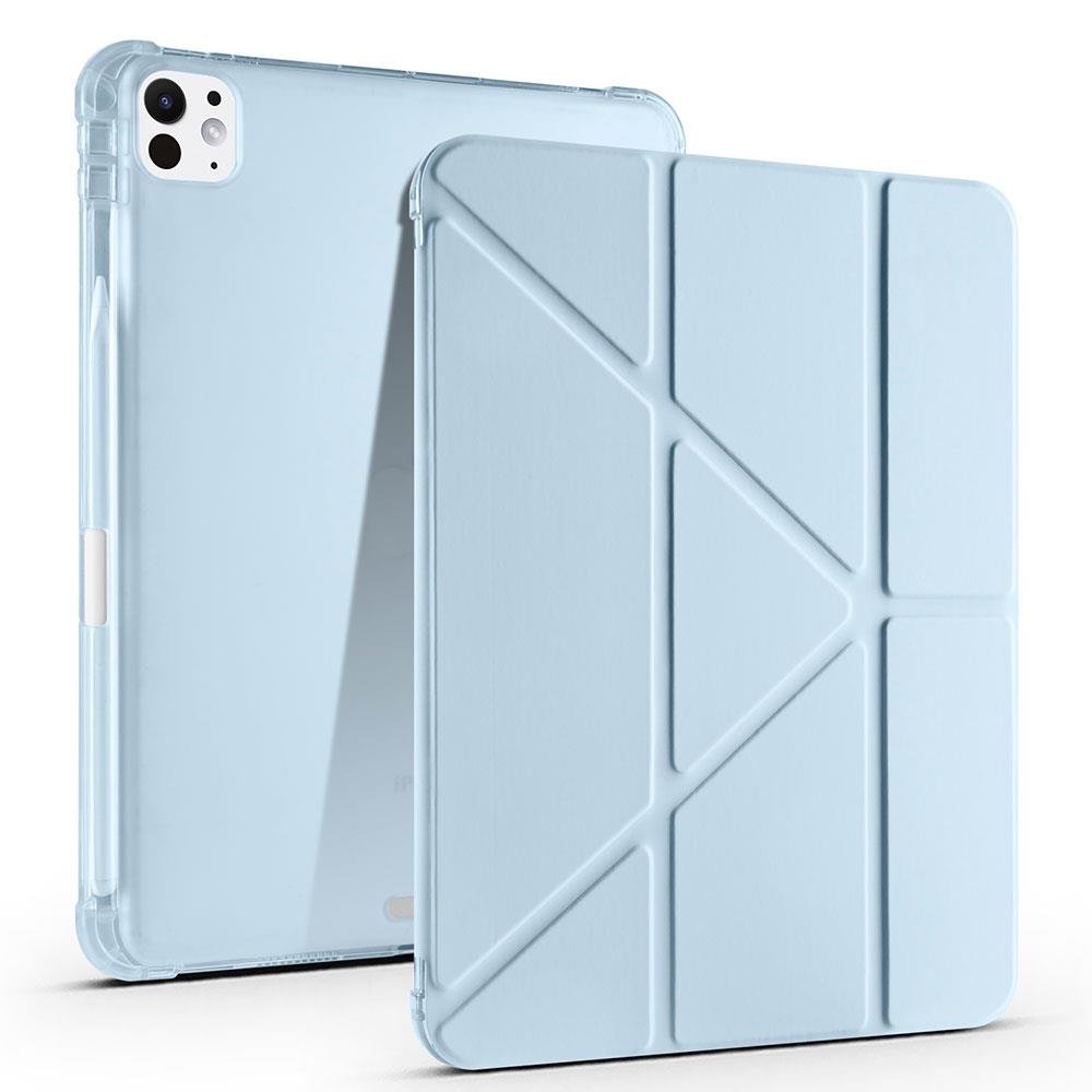 iPad Pro 11 M4 2024 uyumlu Kapaklı Kılıf Kalem Bölmeli Tri Fold Standlı Uyku Modlu Akıllı Kapak Mavi