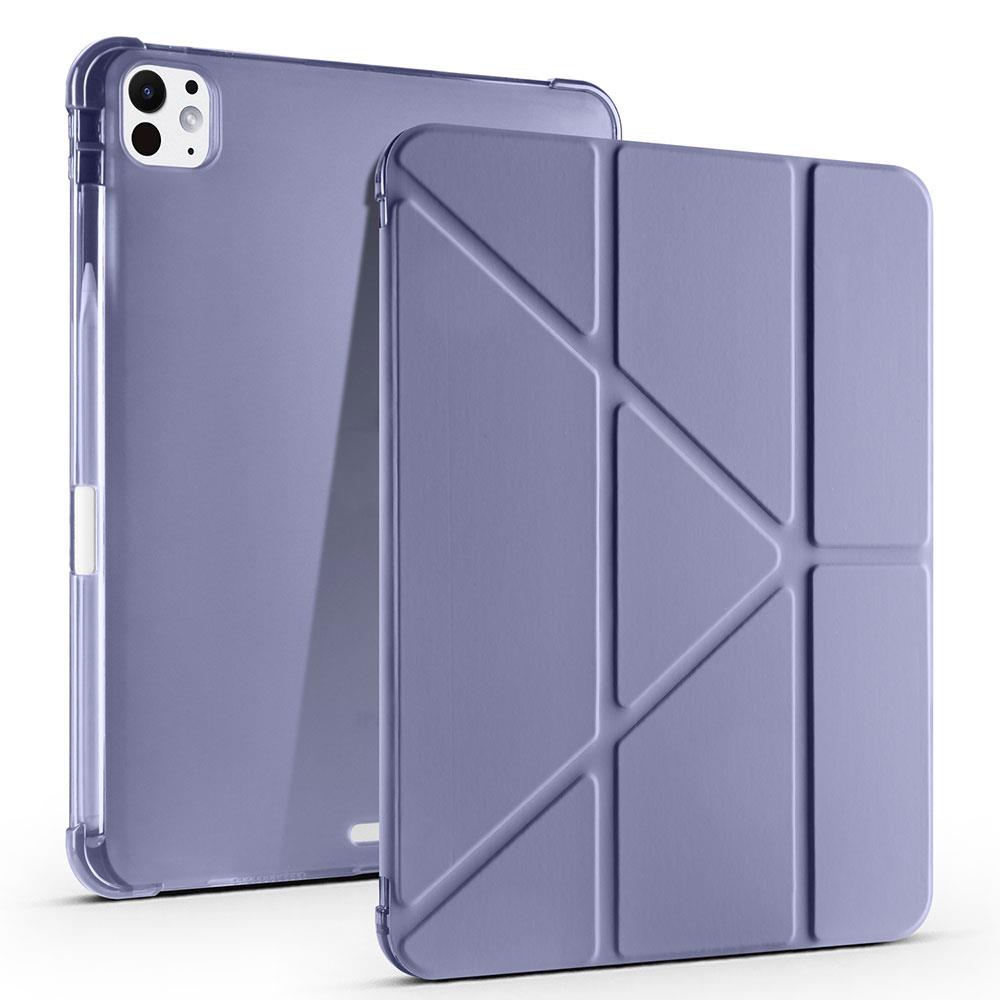 iPad Pro 11 M4 2024 uyumlu Kapaklı Kılıf Kalem Bölmeli Tri Fold Standlı Uyku Modlu Akıllı Kapak Mor