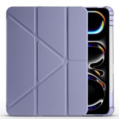 iPad Pro 11 M4 2024 uyumlu Kapaklı Kılıf Kalem Bölmeli Tri Fold Standlı Uyku Modlu Akıllı Kapak Mor