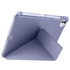 iPad Pro 11 M4 2024 uyumlu Kapaklı Kılıf Kalem Bölmeli Tri Fold Standlı Uyku Modlu Akıllı Kapak Mor