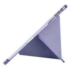 iPad Pro 11 M4 2024 uyumlu Kapaklı Kılıf Kalem Bölmeli Tri Fold Standlı Uyku Modlu Akıllı Kapak Mor