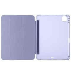 iPad Pro 11 M4 2024 uyumlu Kapaklı Kılıf Kalem Bölmeli Tri Fold Standlı Uyku Modlu Akıllı Kapak Mor