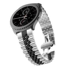 Amazfit GTR 47 mm Uyumlu Metal Kordon Rolex Style Jubilee Hafif Metal Kayış Siyah - Gümüş