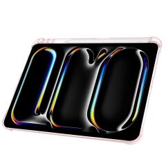 iPad Pro 11 M4 2024 uyumlu Kapaklı Kılıf Kalem Bölmeli Tri Fold Standlı Uyku Modlu Akıllı Kapak Rose Gold