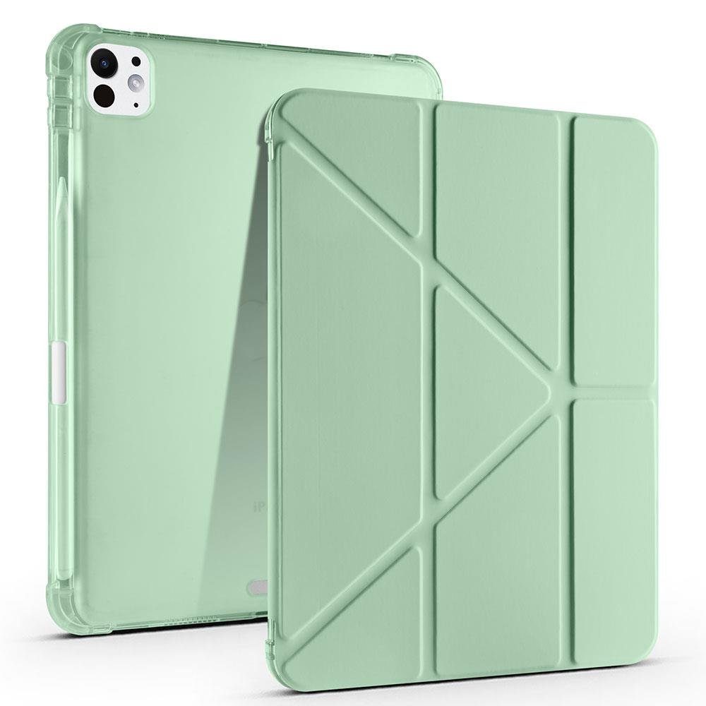iPad Pro 11 M4 2024 uyumlu Kapaklı Kılıf Kalem Bölmeli Tri Fold Standlı Uyku Modlu Akıllı Kapak Yeşil