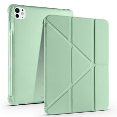 iPad Pro 11 M4 2024 uyumlu Kapaklı Kılıf Kalem Bölmeli Tri Fold Standlı Uyku Modlu Akıllı Kapak Yeşil