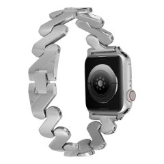 Apple Watch 10 46 mm uyumlu Metal Kordon Zikzak Tasarım Bilezik Paslanmaz Çelik Kayış Gümüş