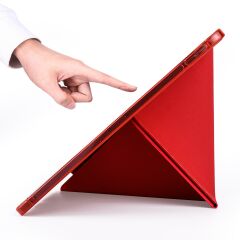 Apple iPad Pro 11 2021 3. Nesil Kılıf Kalem Bölmeli Premium Smart Standlı Tablet Kılıfı Kırmızı