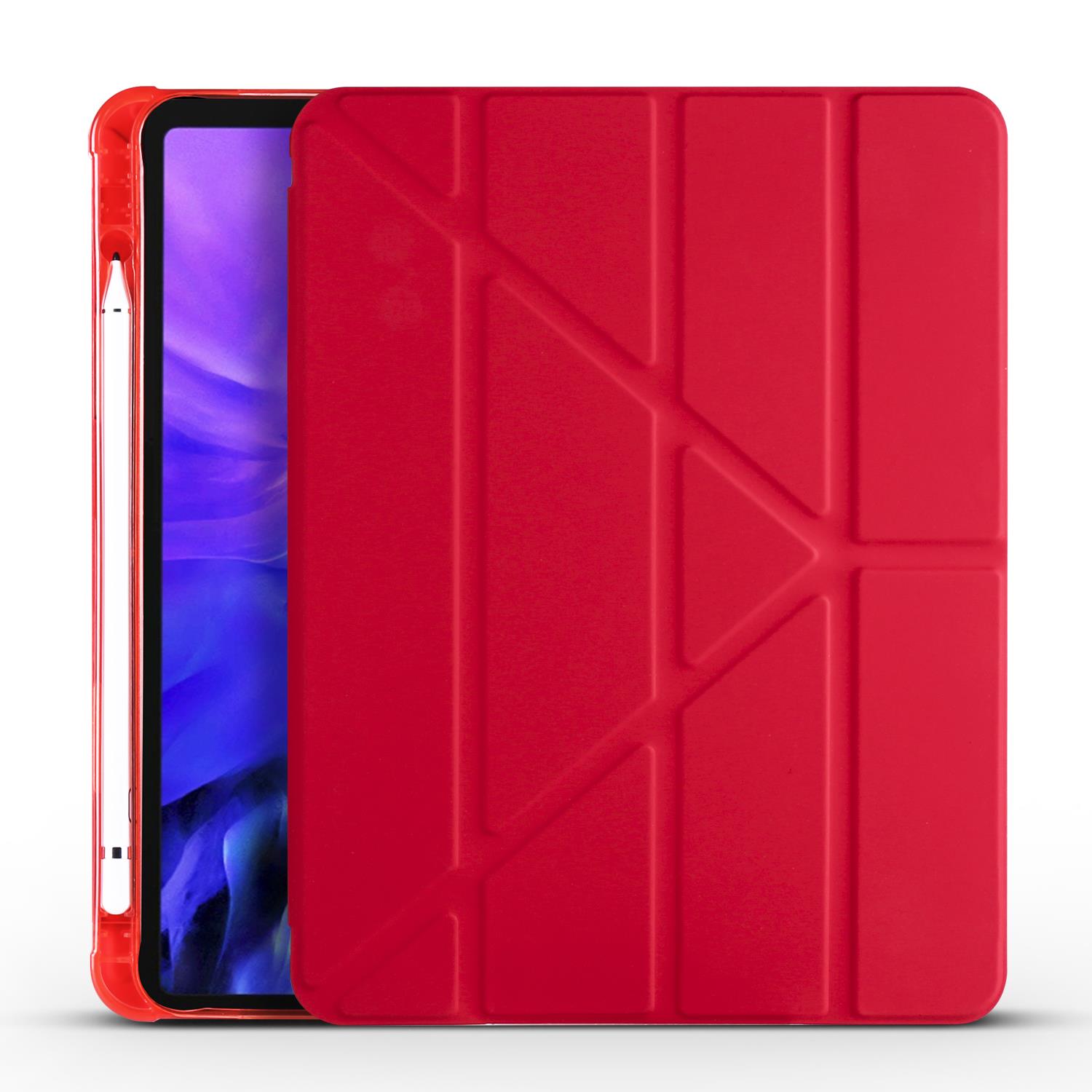 Apple iPad Pro 11 2021 3. Nesil Kılıf Kalem Bölmeli Premium Smart Standlı Tablet Kılıfı Kırmızı