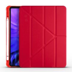 Apple iPad Pro 11 2021 3. Nesil Kılıf Kalem Bölmeli Premium Smart Standlı Tablet Kılıfı Kırmızı