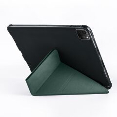 Apple iPad Pro 11 2021 3. Nesil Kılıf Kalem Bölmeli Premium Smart Standlı Tablet Kılıfı Koyu Yeşil